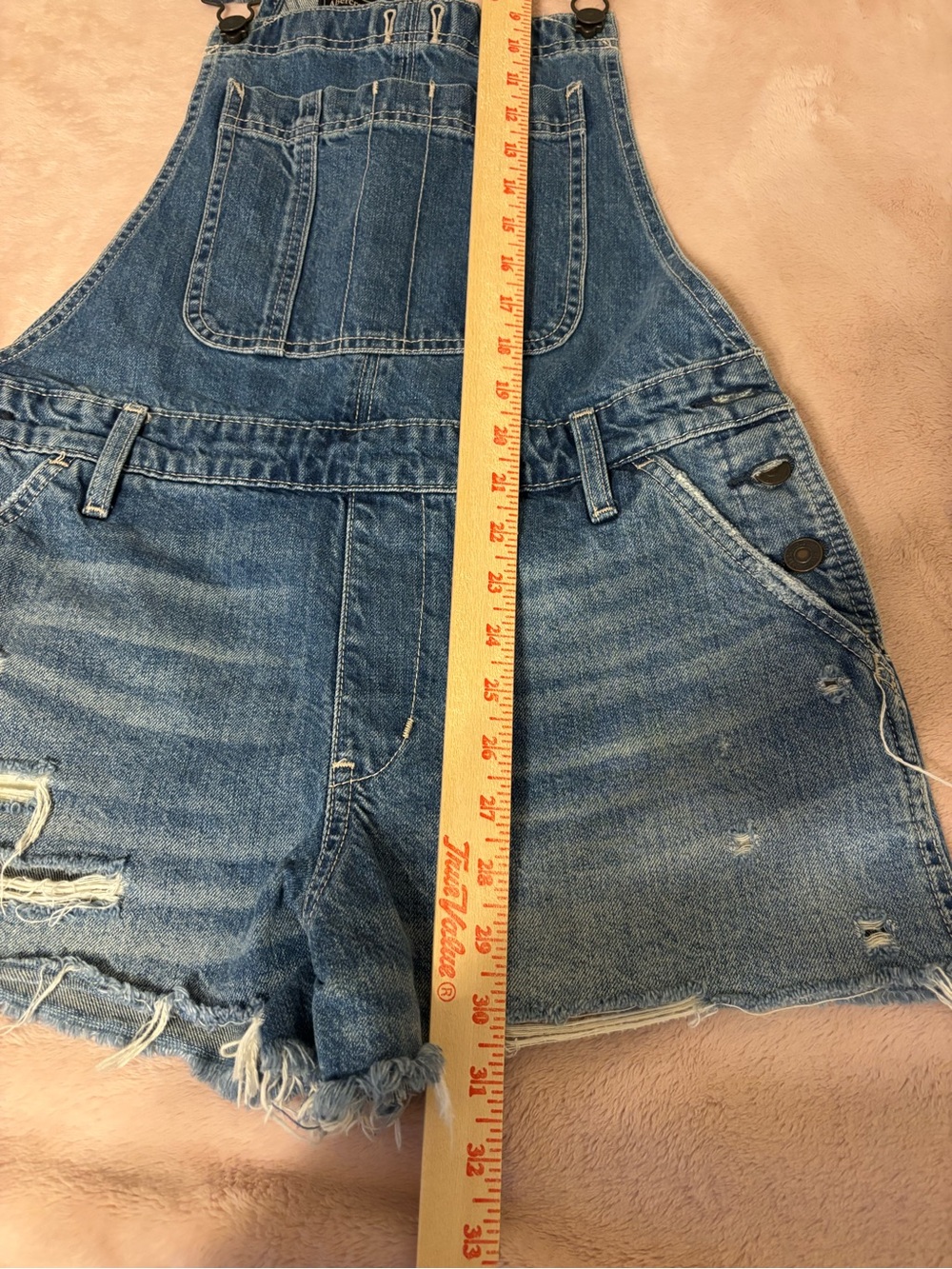 Abercrombie & Fitch M Distressed Denim Short Overalls - Picture 3 of 7
